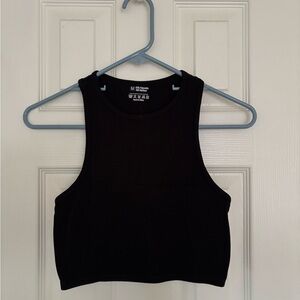 Black Ribbed Crop Top